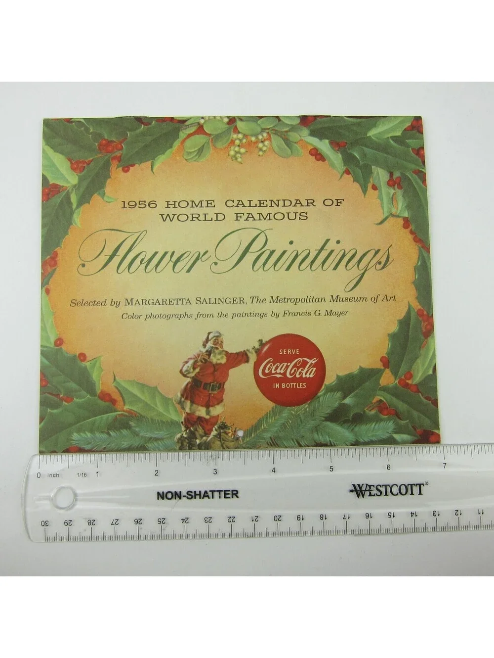 Coca Cola Advertising Wall Calendar Vintage 1956 Famous Flower Paintings